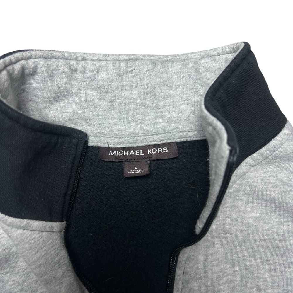 Michael Kors Mens Cotton Blend 1/4 Zip Black & Gray Pullover Sweater Size L - Picture 3 of 5